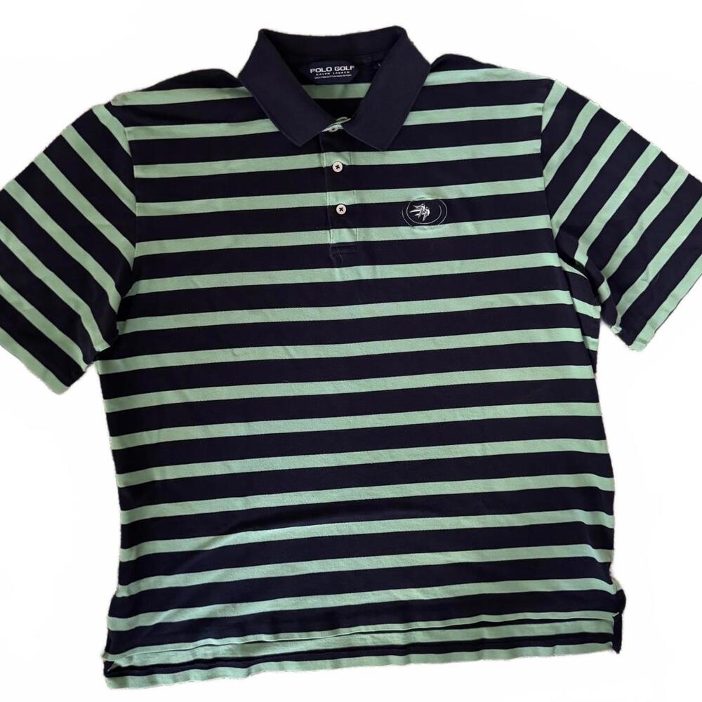 Polo Golf Ralph Lauren Shirt Men's L Pima Cotton Castle Pines Striped Vintage‎ - Picture 1 of 8